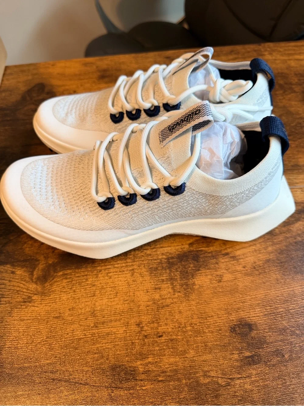 Lightweight White Knit Sneakers with Navy Accents 8M/9.5W